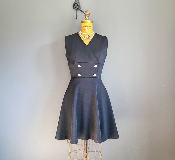 60s Black Rhinestone Button Dress by Jonathan Log… - image 7