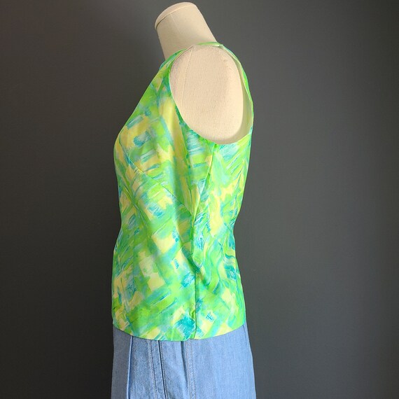 60s Green Abstract Sleeveless Top by Sears - image 5