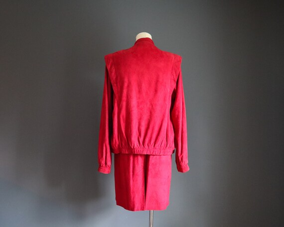 80s Red Suede Jacket and Skirt by Peter Caruso - image 7