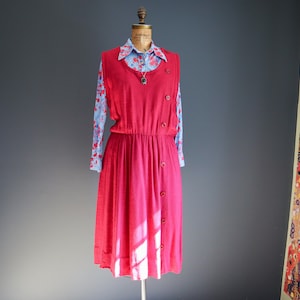 60s Hopsack Linen Jumper Dress