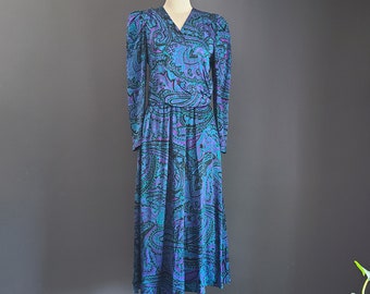 90s Silk Paisley Surplice Dress by NUIT