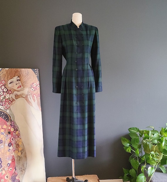 90's Tartan Plaid Coat Dress