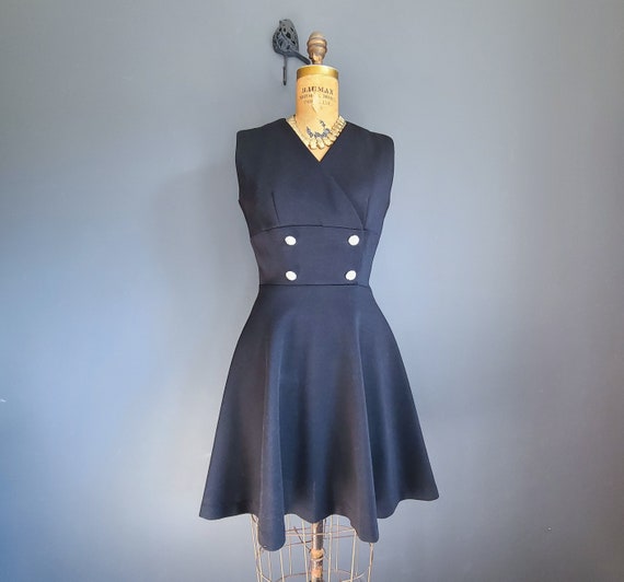 60s Black Rhinestone Button Dress by Jonathan Log… - image 1