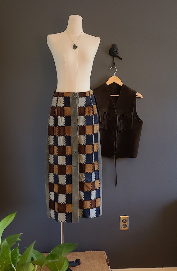 70's Suede Patchwork Skirt and Vest