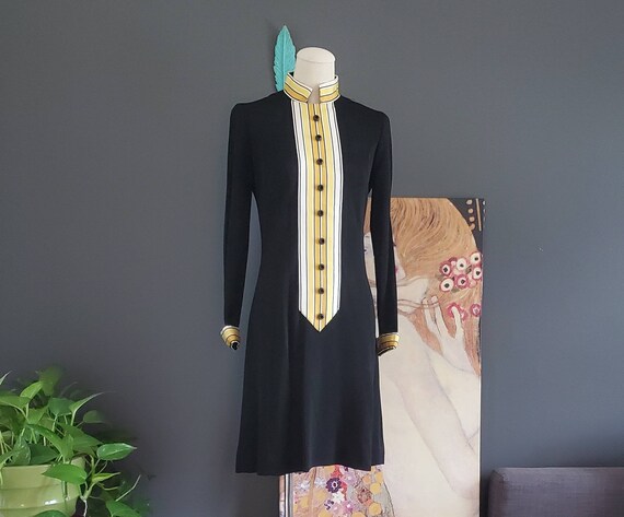 60's Mandarin Collar A-line Mod Mini Dress