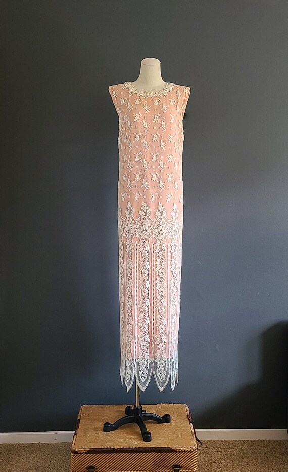 80's Jessica McClintock Lace Overlay Dress