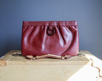 70s Faux Leather Sable Brown Clutch by JR Florida