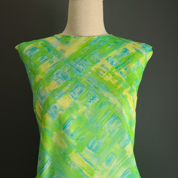 60s Green Abstract Sleeveless Top by Sears - image 3