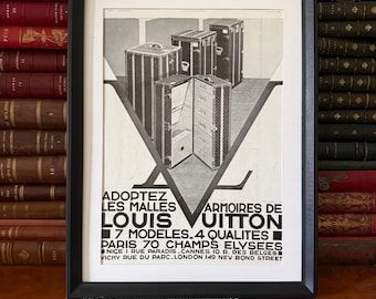 Original 1931 Louis Vuitton Ad, Art Deco L’Illustration Print, Vintage Wardrobe Trunk Advertising, French Luxury Travel Wall Art