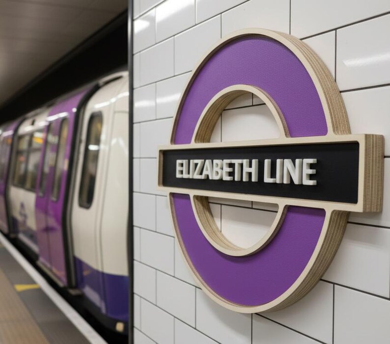 Elizabeth Line London Underground Sign - Handmade Wooden Wall Art ...