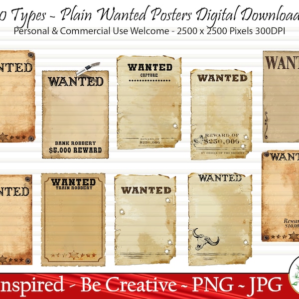 Wanted poster backgrounds, Western Wizard poster layout printable digital paper, old paper texture scrapbooking, instant download, A4