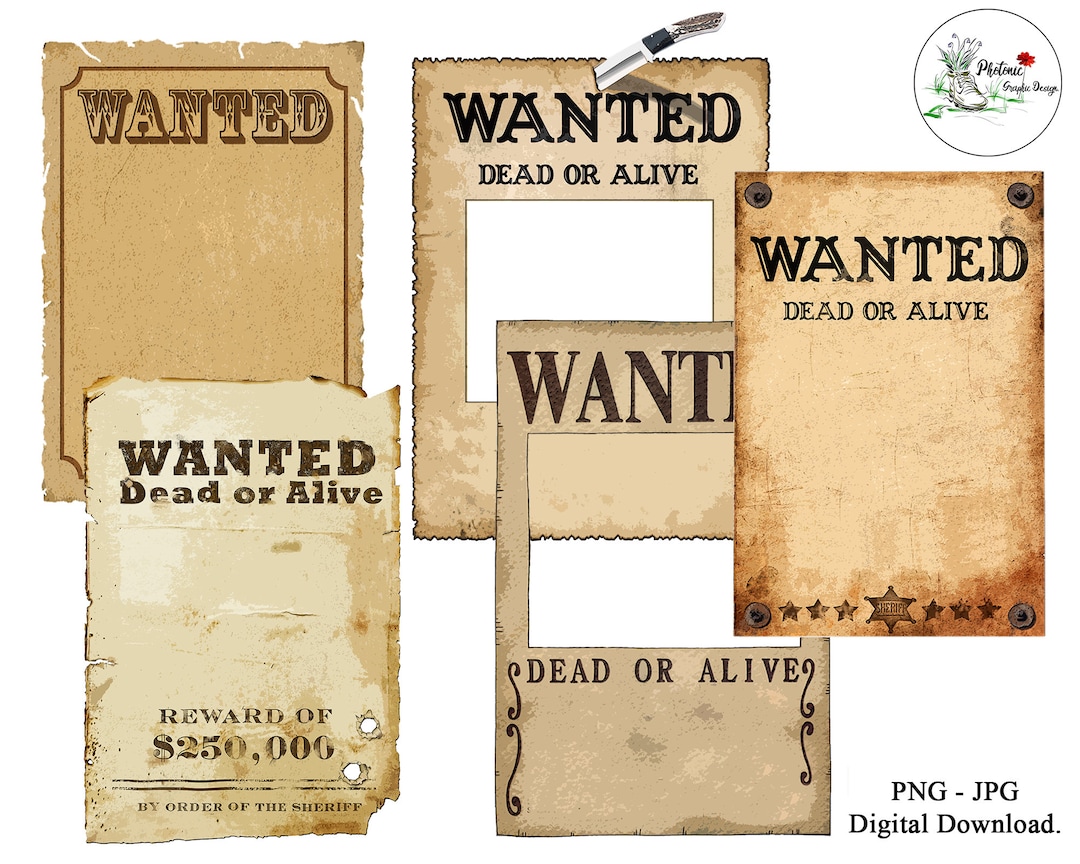 Western Wanted Poster Wild West Cowboy Printable Digital - Etsy Israel