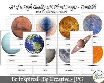 11 Super High Quality Planet Artwork Universe Solar System Printable Design JPEG Clipart Digital Instant Download Space Galaxy