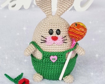 Crochet Bunny Pattern: Spring Amigurumi in Overalls (PDF Download, English & German Instructions)