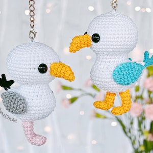 Crochet Seagull Pattern: Amigurumi Bird, Car Mirror Hanger (PDF Download, English & German Instructions)