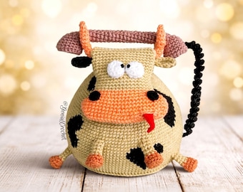 Patrón de crochet para amigurumi Tauro: Vaca de juguete (descarga en PDF, inglés y alemán)