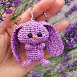 No Sew Crochet Bunny Keychain Pattern: Amigurumi Tutorial (PDF Download, English & German Instructions)