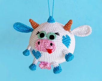 PDF Crochet Pattern Funny Cow Xmas Ornament - Detailed Tutorial in English and German -PDF for download
