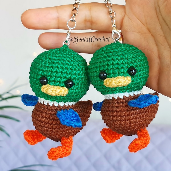 No Sew-haakpatroon Baby Mallard-sleutelhanger Amigurumi - Gedetailleerd geschreven patroon en foto-tutorial in het Engels - PDF om te downloaden