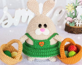 縫わないかぎ針編みのウサギのキーホルダーのパターン：編みぐるみの