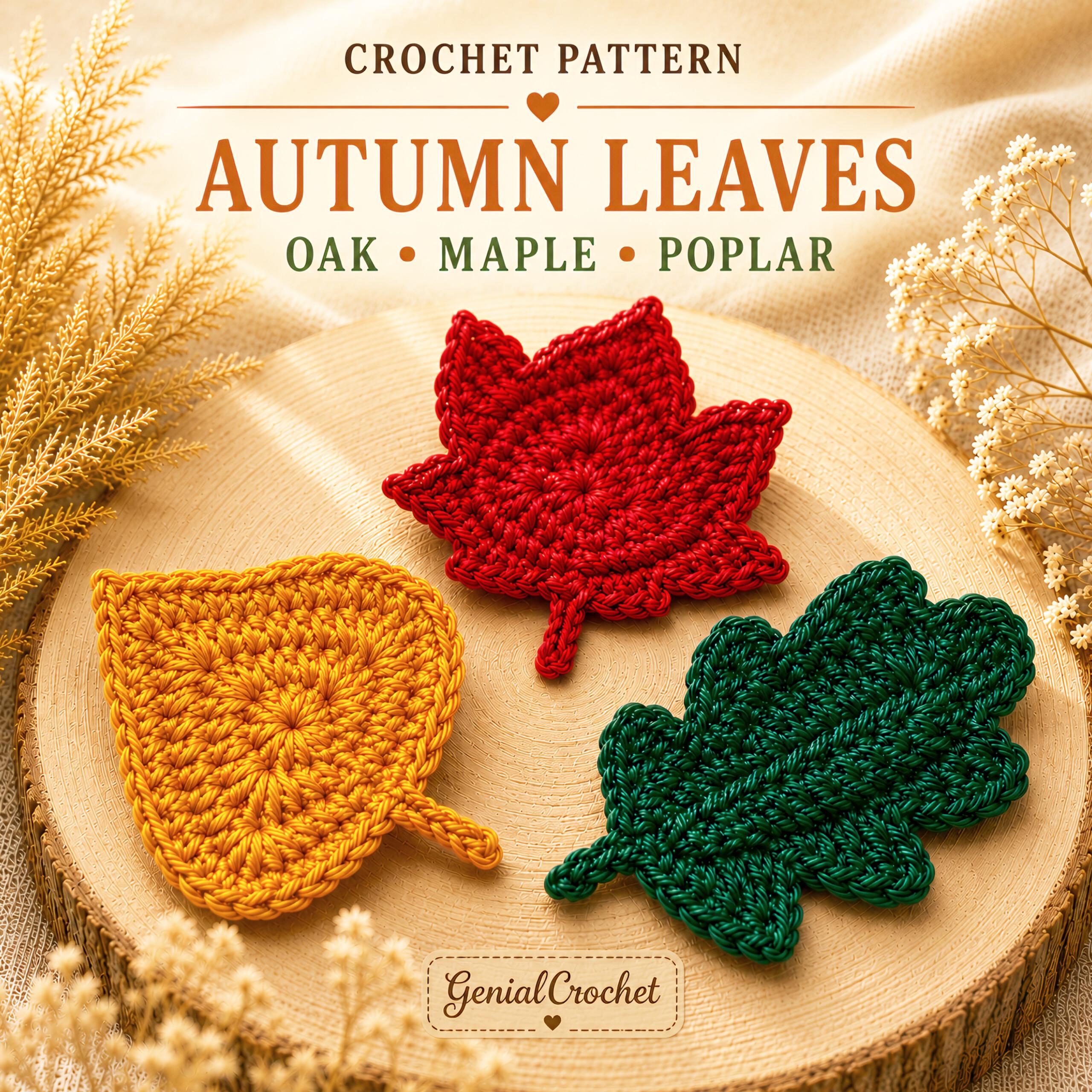 40 Maple Leaf Crochet Patterns for Autumn Decor, Gifts, and Cozy Home Accents 27 Crochet Autumn Leaves Pattern Set Oak Maple Poplar Leaf