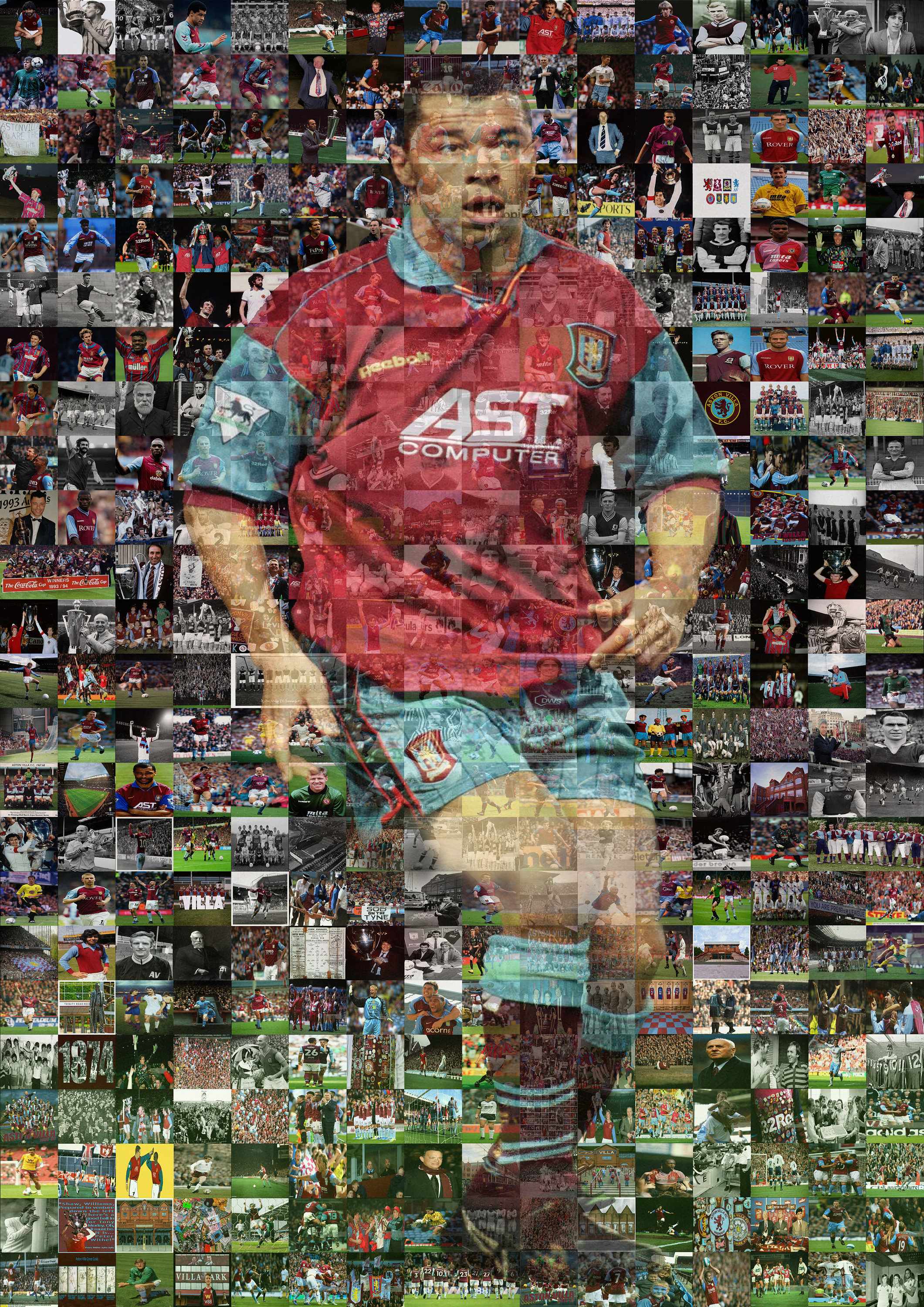 Paul Mcgrath Aston Villa Mosaic Kits Shirts Appearances 79 Wall