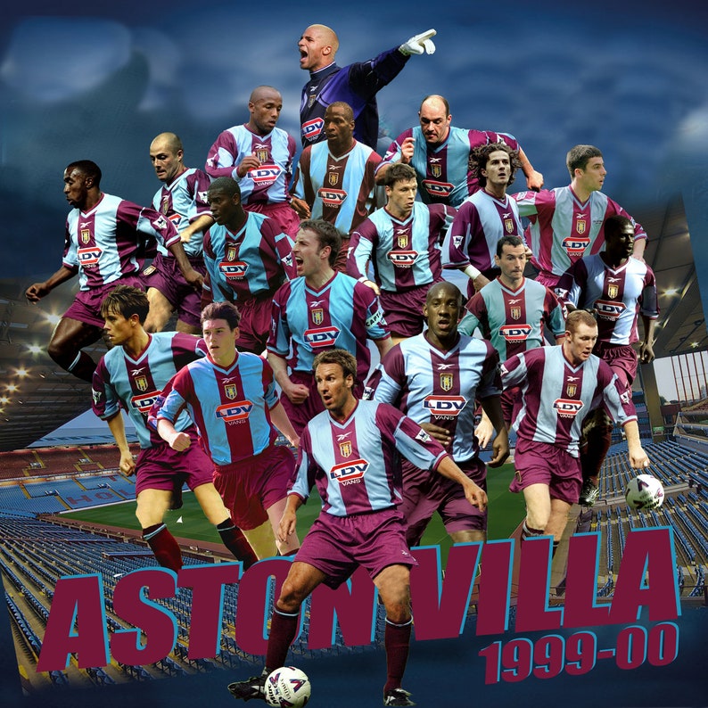 Aston Villa Season 19992000 Football Print Poster Avfc Etsy