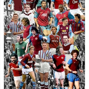Aston villa football club legends squares print poster avfc utv players wall-art soccer