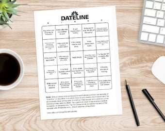 Datumsleiste | True Krimi Fan | Krimi | Bingo | Digitaler Download | Party/Trinkspiel (12er Set)