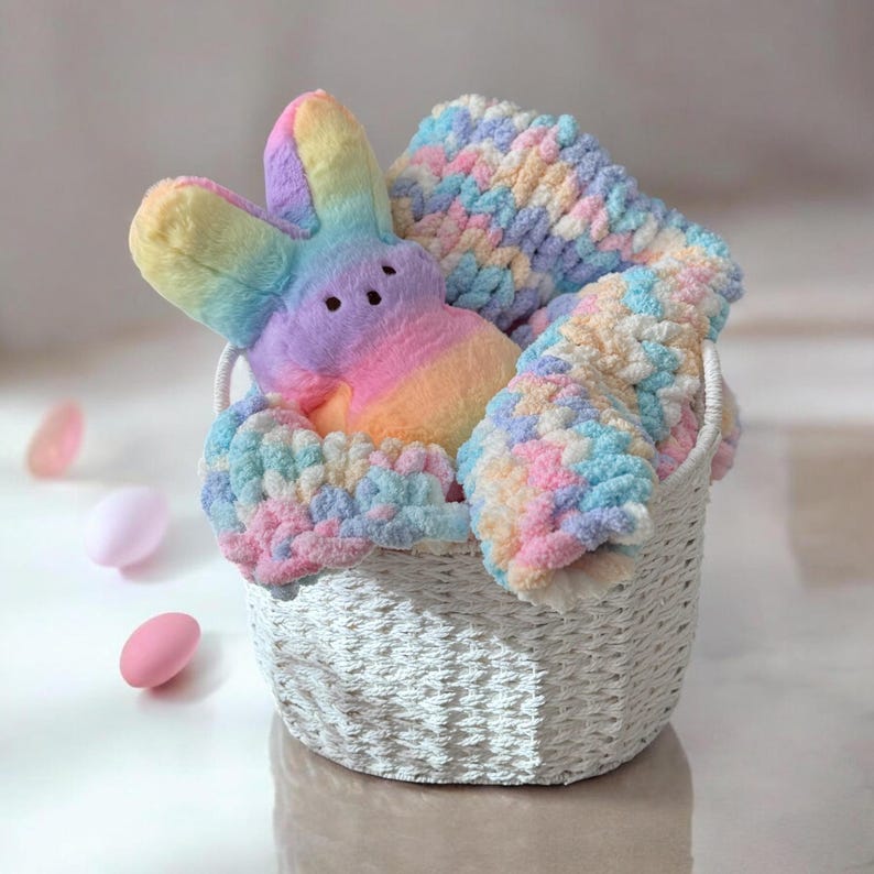 Rainbow Baby Chunky Knit Chenille Blanket, Handmade Nursery Throw, Rainbow Baby Shower Gift, Free Shipping, Made to Order afbeelding 1