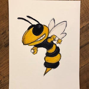 Yellow Jacket Original Charcoal and Pastel Drawing Print