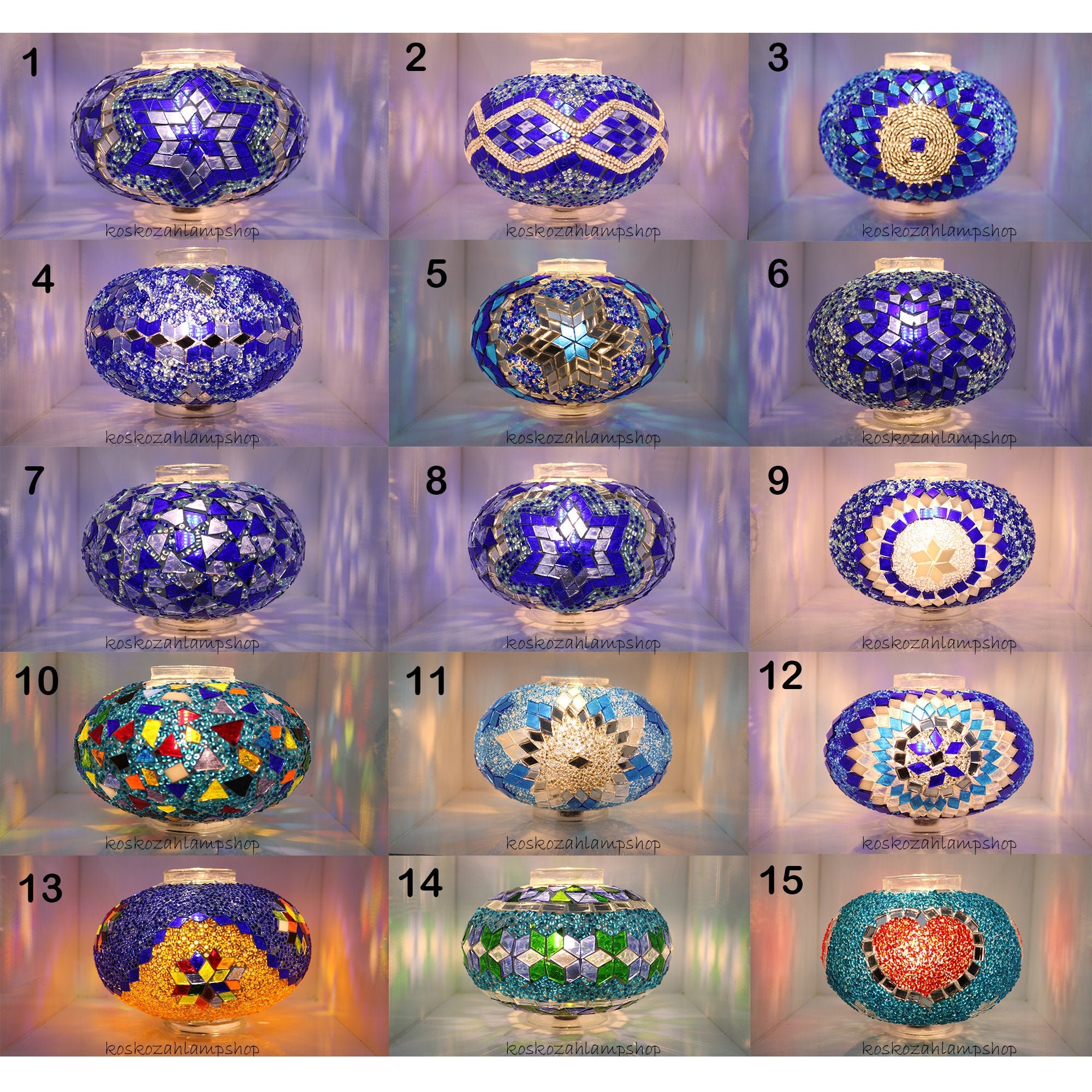 105 color models Turkish mosaic lamp big globe / please write the globe number to your order.