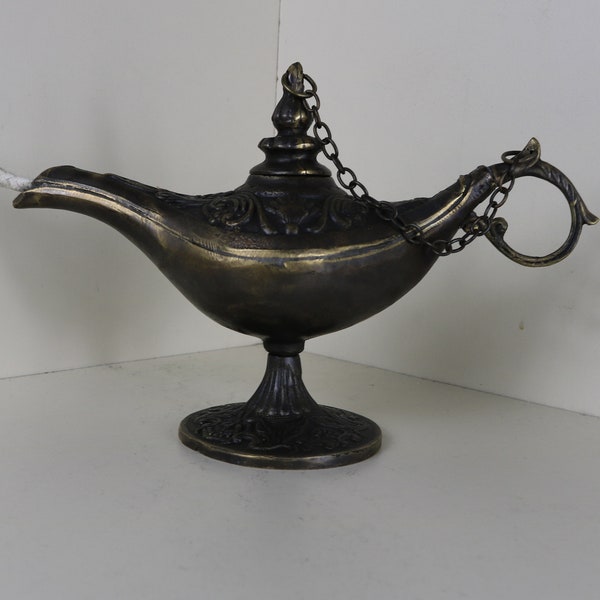 Aladdin Antique Lamp, Bronzo, Genie Lamp, Vintage Oil Lamp, Oriental Brass,Miniature, Oil Lamp Burner, Lampade