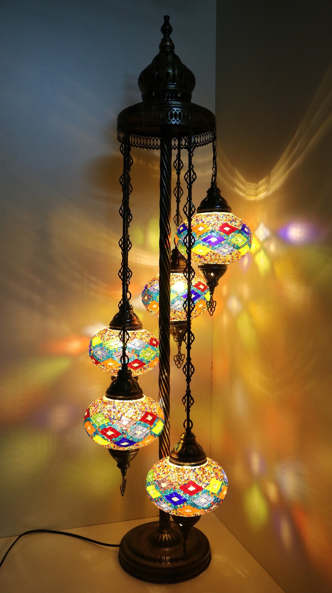 Set of 5 - Rainbow Corner Lamp - Turkish Ottoman Mosaic Lamp -home