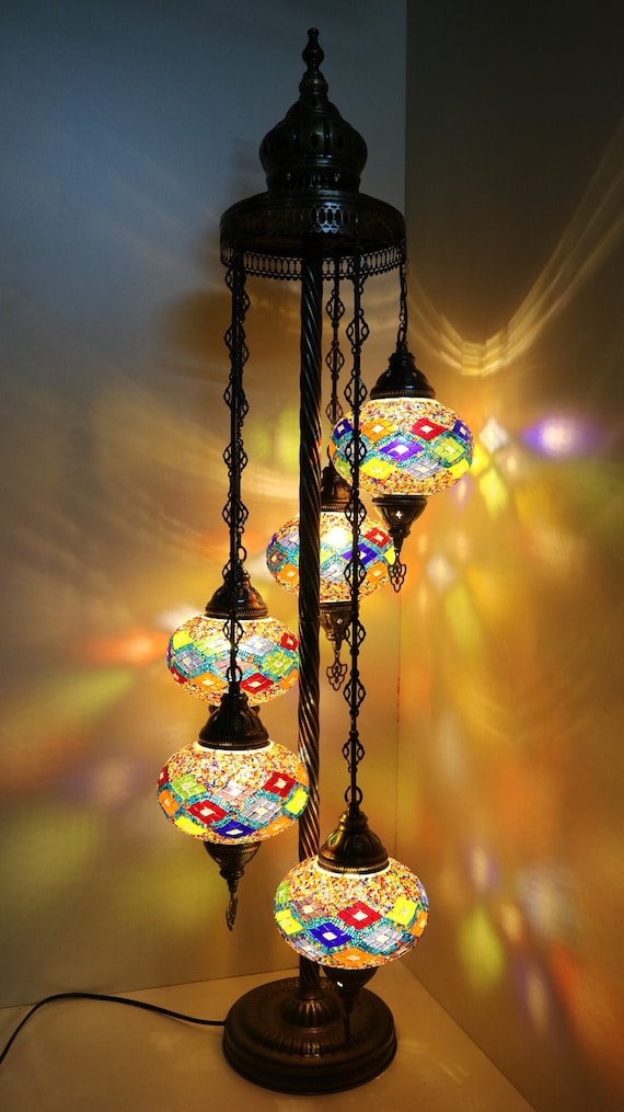 Set of 5 - Rainbow Corner Lamp - Turkish Ottoman Mosaic Lamp -Home decoration - Night Lamp - Bed Room Lamp - Free Shipping -Best DecorLamps