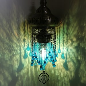 Blue Blob Chandelier Lamp -Hall Lamp- Turkish Ottoman Lamp -Home decoration - Night Lamp - Bed Room Lamp - Free Shipping -Best Decor, Lamps