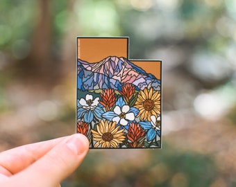 Utah Wilderness Landscape Sticker | Utah State Floral Sticker | Outdoor Floral Wildflower Sticker