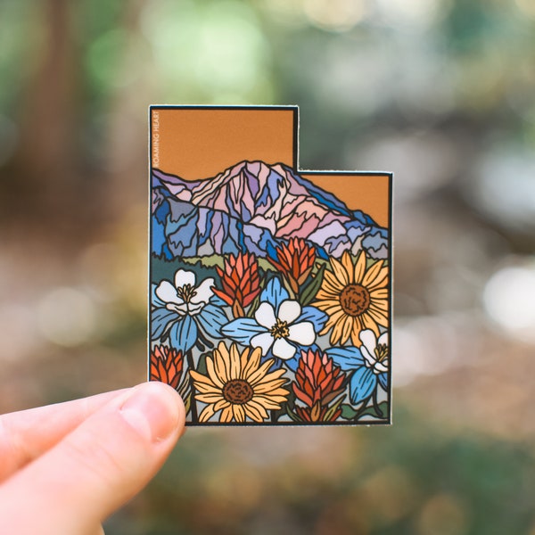 Utah Wilderness Landscape Sticker | Utah State Floral Sticker | Outdoor Floral Wildflower Sticker