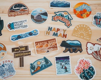 MYSTERY 10 STICKER PACK | Outdoor Nature Stickers | Travel National Park Sticker Decals