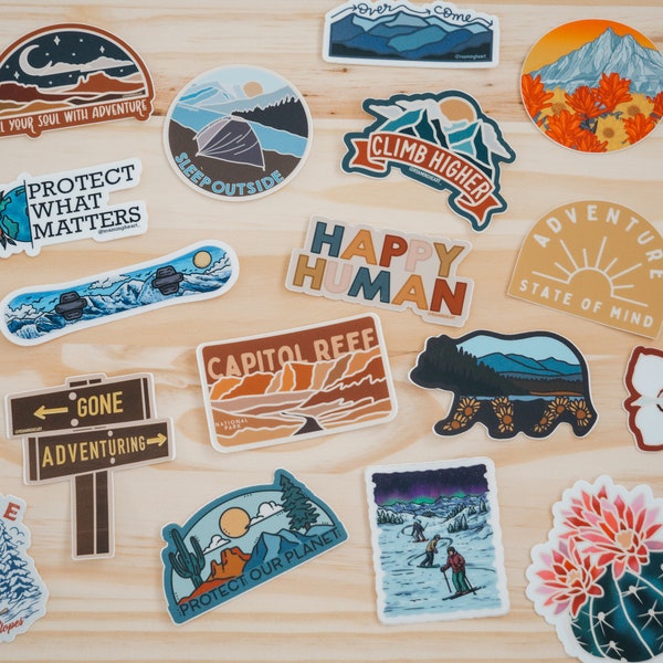 MYSTERY 10 STICKER PACK | Outdoor Nature Stickers | Travel National Park Sticker Decals