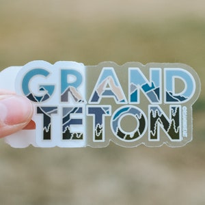 Grand Teton Sticker | 3"x2" clear vinyl sticker | Clear Mountain Sticker | Grand Teton National Park