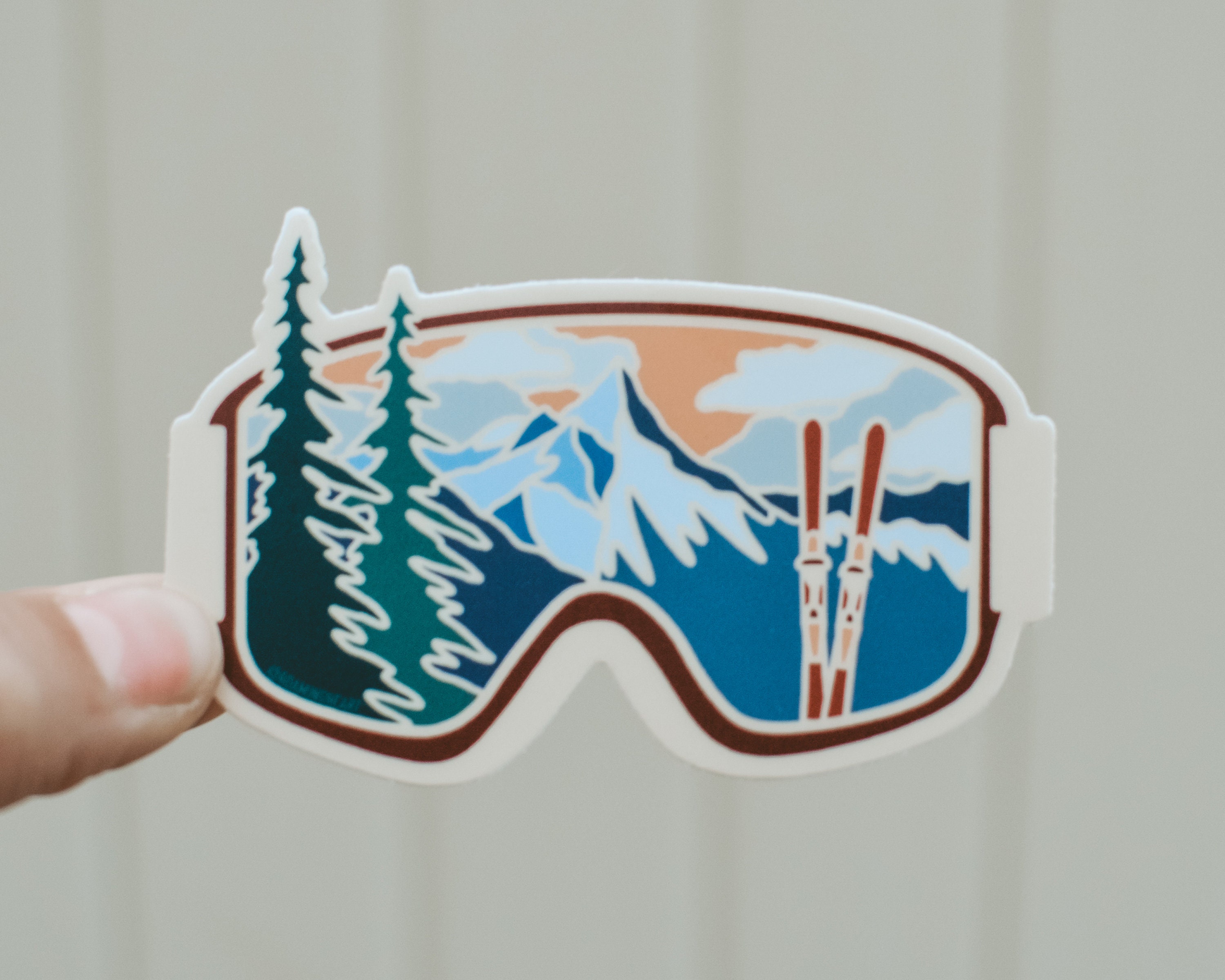 Mountain Ski Goggles Sticker | 3x2 vinyl sticker | Winter Ski Sticker |  Ski Mountain Sticker