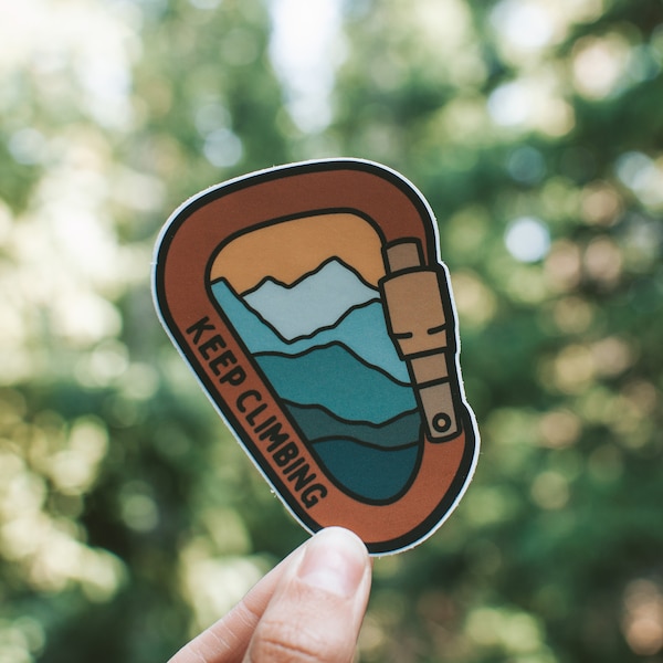 Keep Climbing Sticker | Adventure Sticker | Rock Climbing Sticker | Bouldering Sticker | Carabiner Sticker