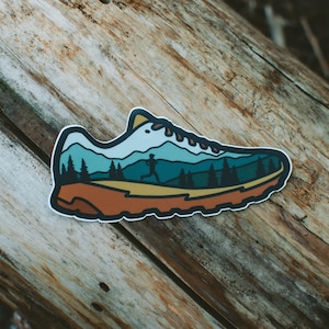 Trail Running Sticker Running Shoe Vinyl Decal Running Sneaker Mountain Show Hiking Tennis shoe image 3