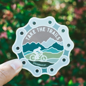 Take the Trails Mountain Biking Sticker | Vinyl Mountain Biking Sticker | Vinyl Waterproof Sticker