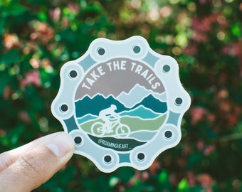 Take the Trails Mountain Biking Sticker | Vinyl Mountain Biking Sticker | Vinyl Waterproof Sticker