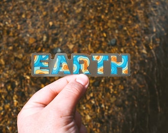 Topographic Earth Clear Sticker | Earth Day Sticker | Topographical Map Decal | Mother Nature Sticker