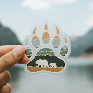 Wild Bear Paw Clear Sticker | Bear Vinyl Decal