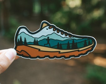 Trail Running Sticker | Running Shoe Vinyl Decal | Running Sneaker | Mountain Show | Hiking Tennis shoe