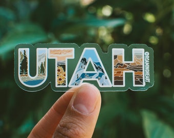 UTAH Clear Sticker | Utah State Sticker for Laptop Waterbottle | Utah Snow Sticker | Utah Mountains Desert Sticker